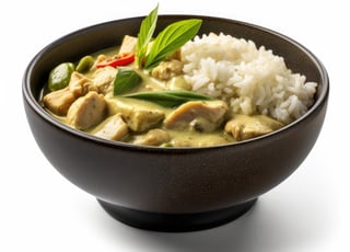 A Bowl of green curry and rice A Bowl of green curry and rice
