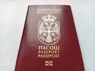 Close-up of Serbian passport cover