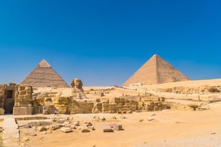 Great Sphinx with Giza pyramids Great Sphinx with Giza pyramids