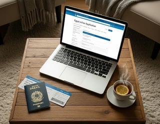 Laptop showing Egypt eVisa application form