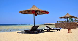 Marsa Alam beach umbrellas and loungers