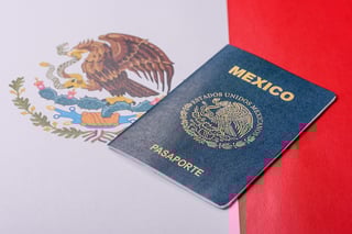 Mexican passport on the national flag