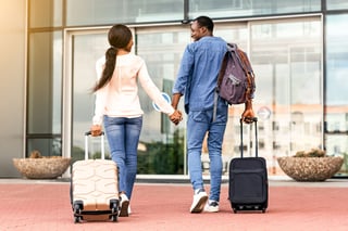 Young travellers arriving at the airport