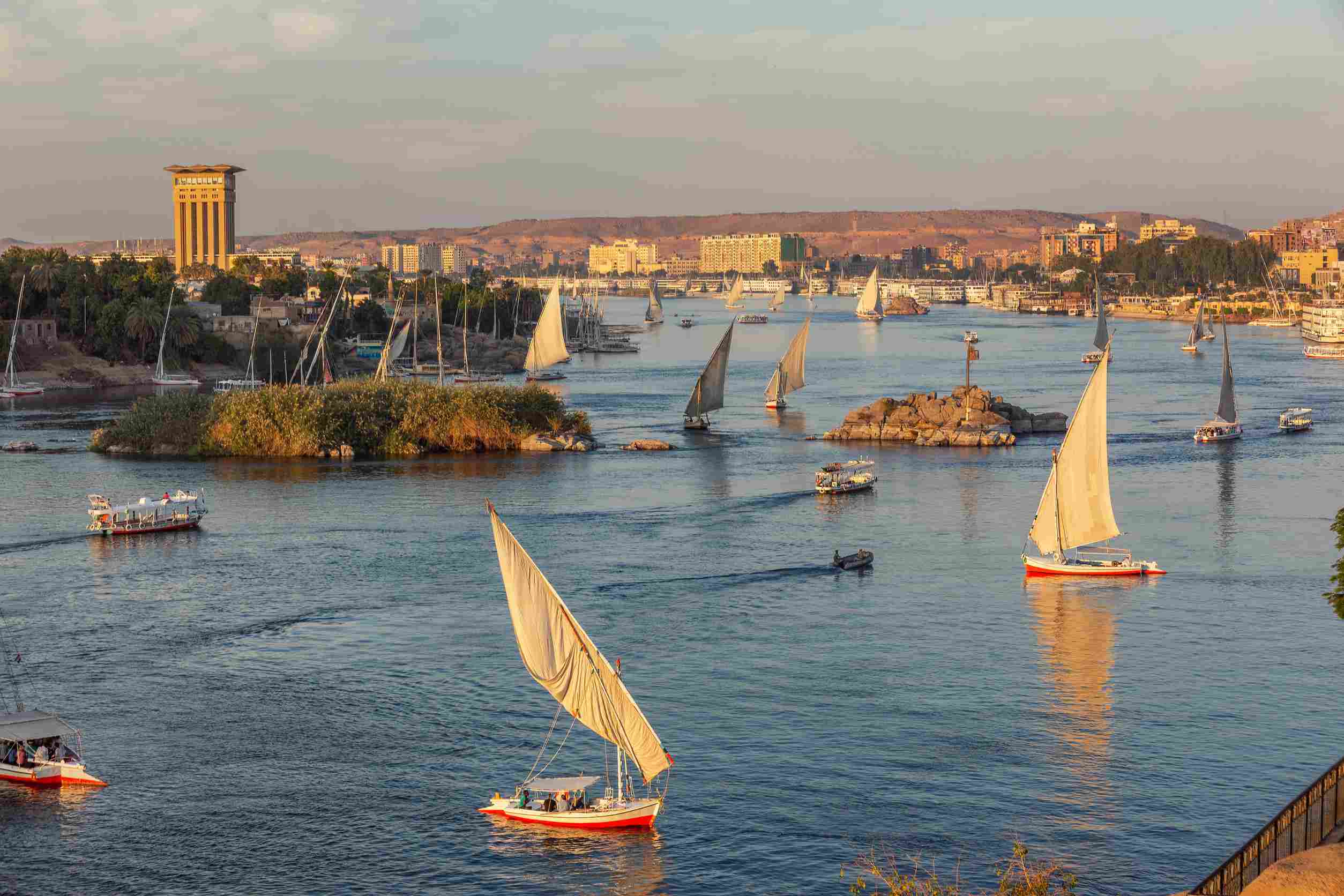 https egypt eta com images beautiful landscape with felucca boats on nile river in aswan at sunset egyp