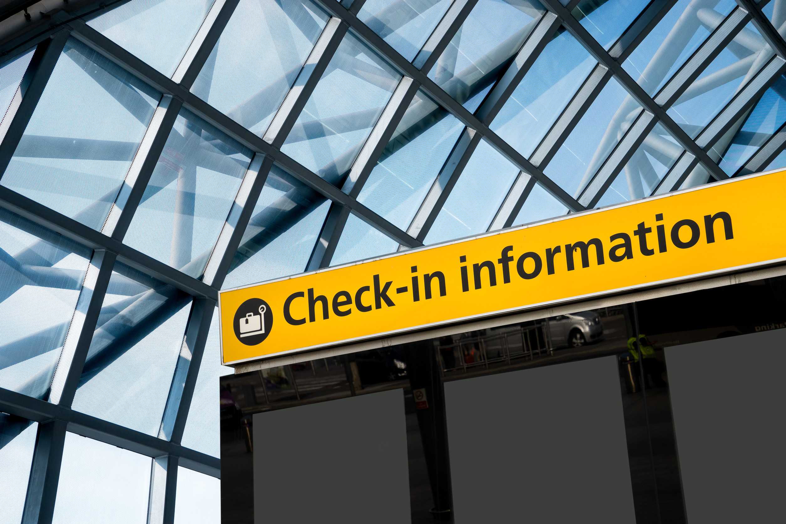 Check In Airport Departure Arrival Information Sign
