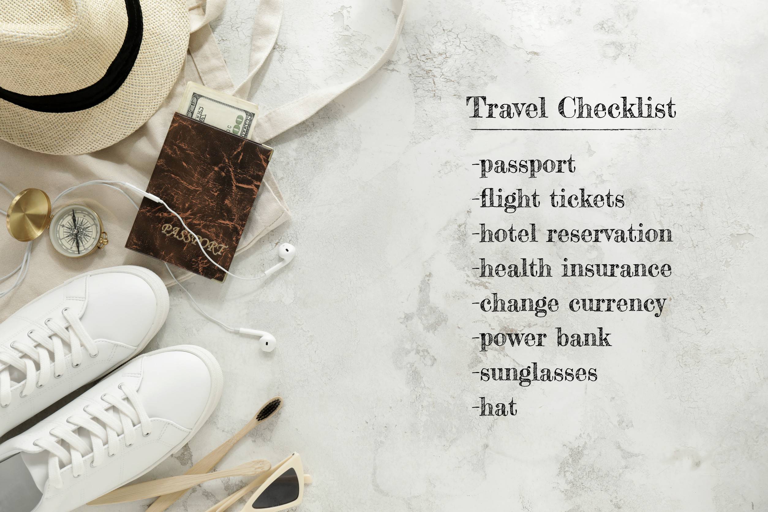 Checklist Of Things To Do Before Traveling On Light Background