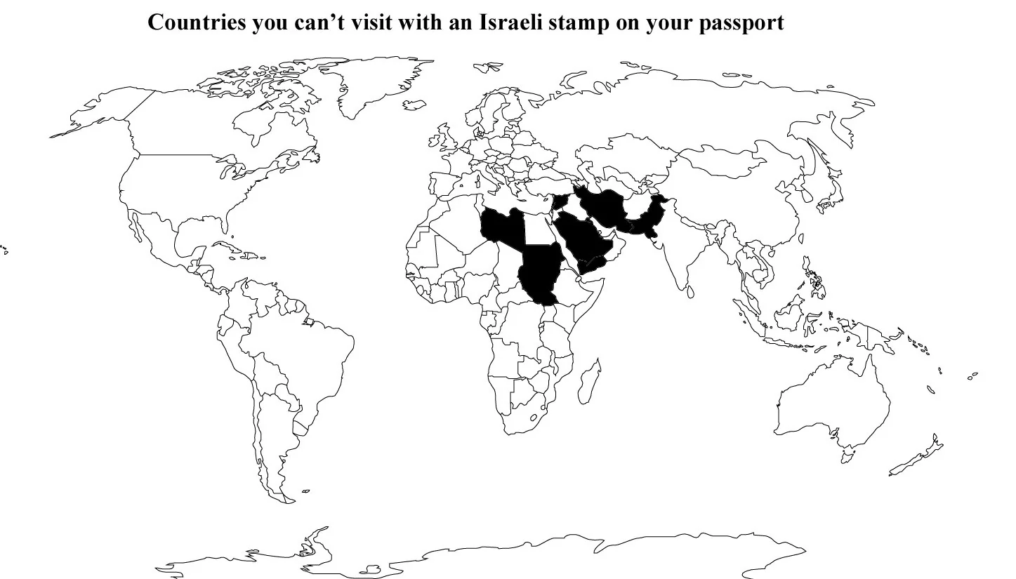 Countries that deny entry with Israeli stamps on passports