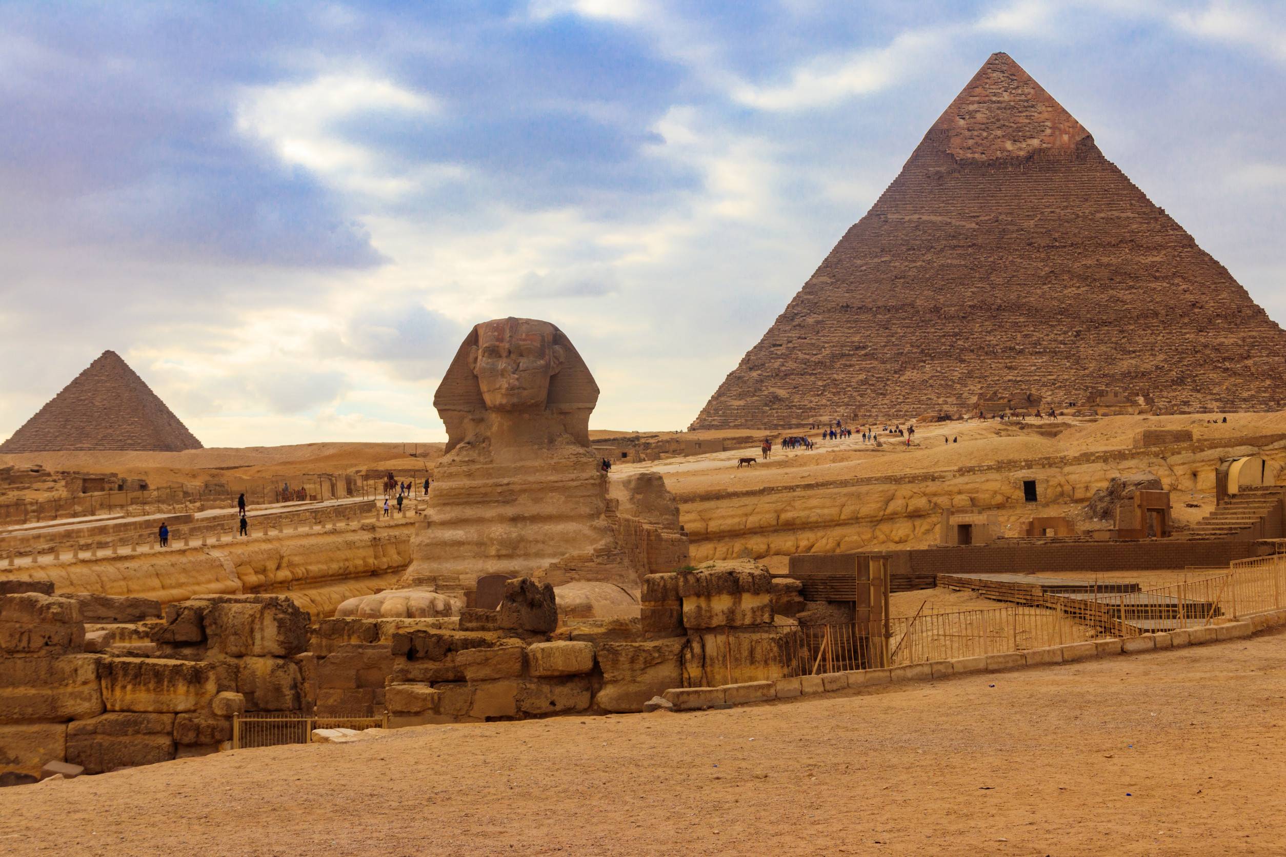 Egyptian Great Sphinx And Pyramids Of Giza In Cairo Egypt