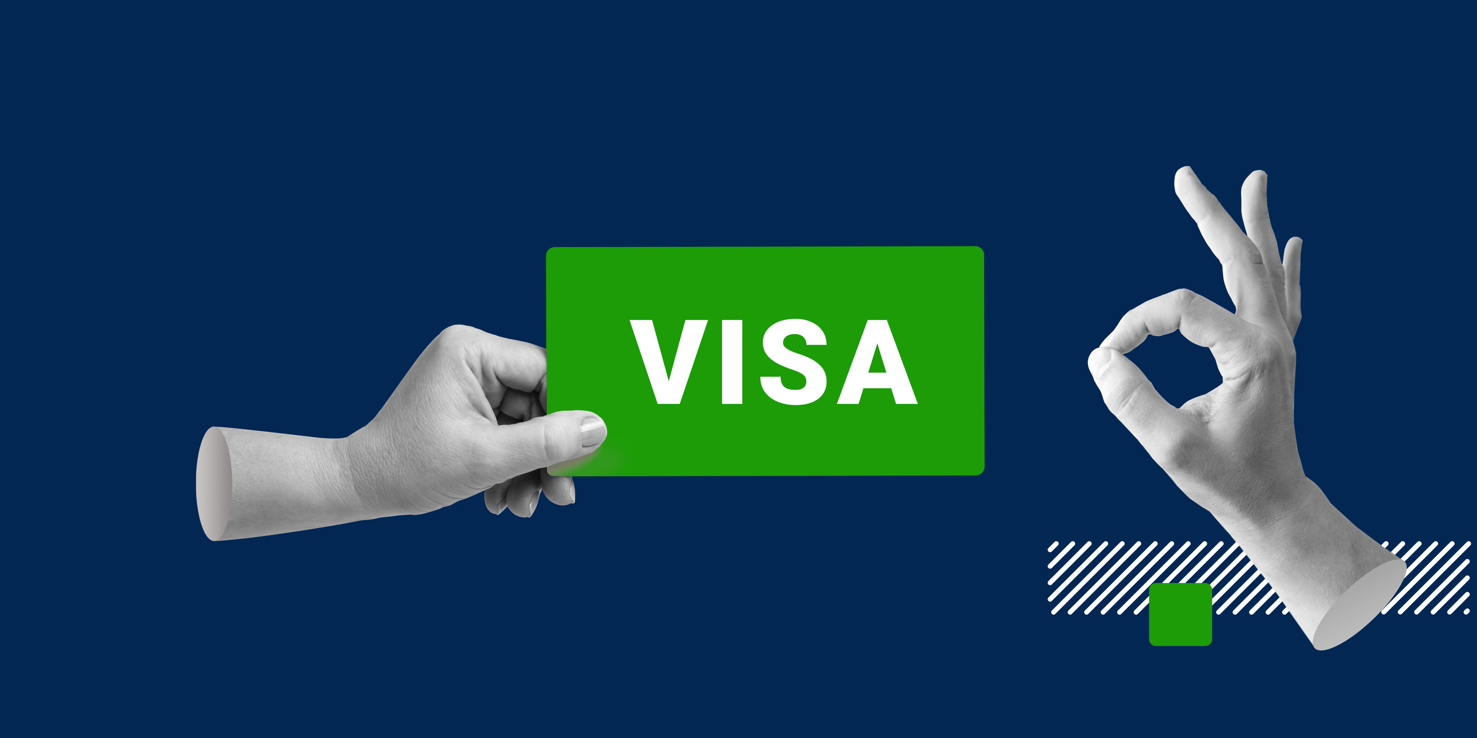 Getting A Visa Concept The Hand Holds A Card With Visa Written
