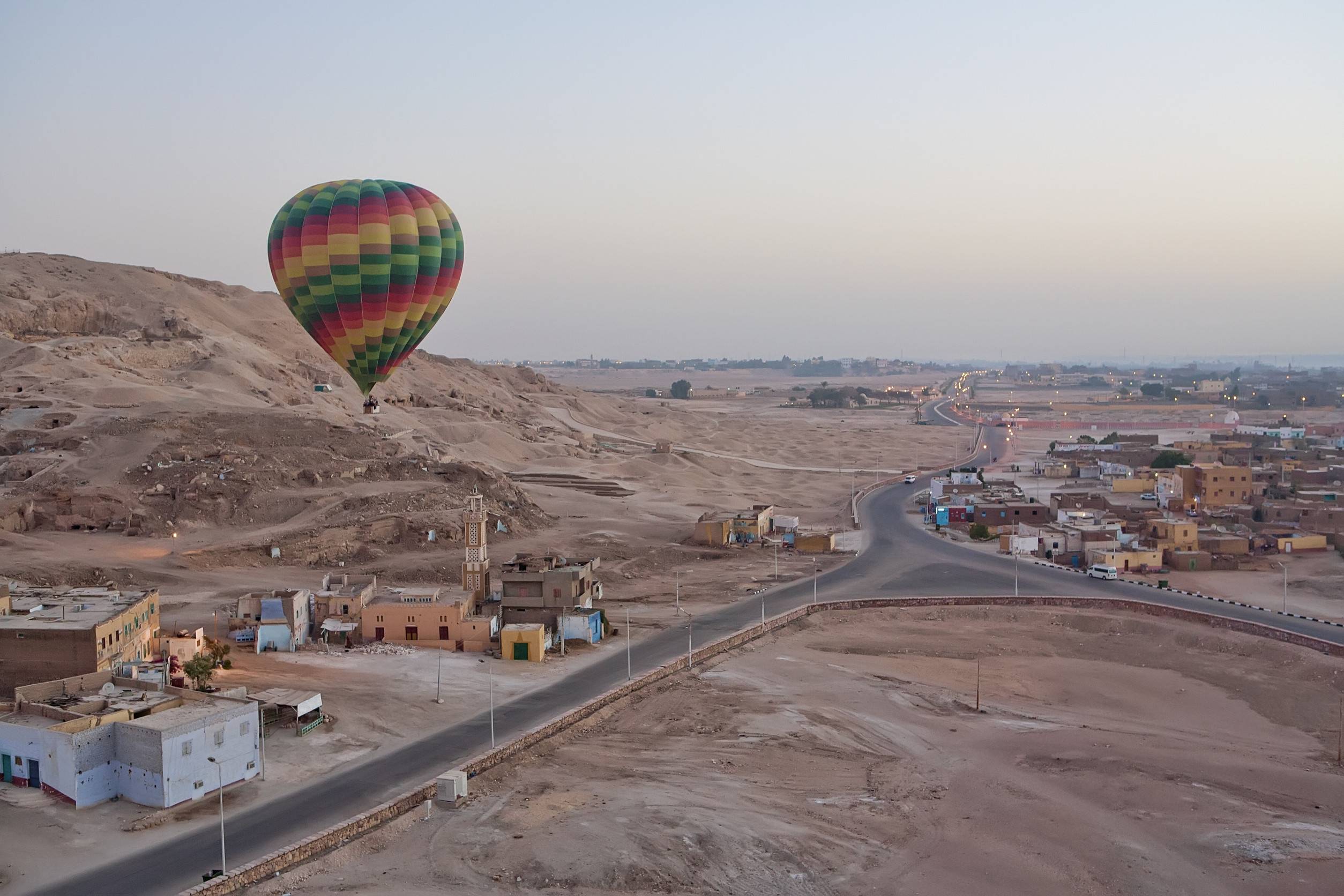Hot air balloon over the Luxor desert