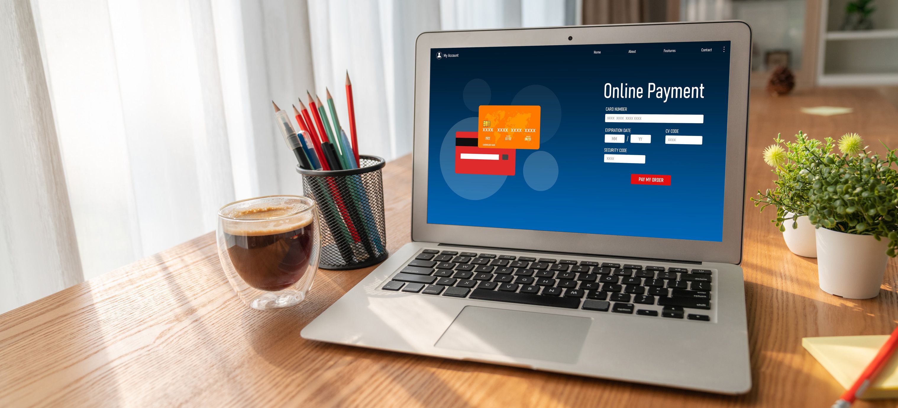 Laptop showing online payment form