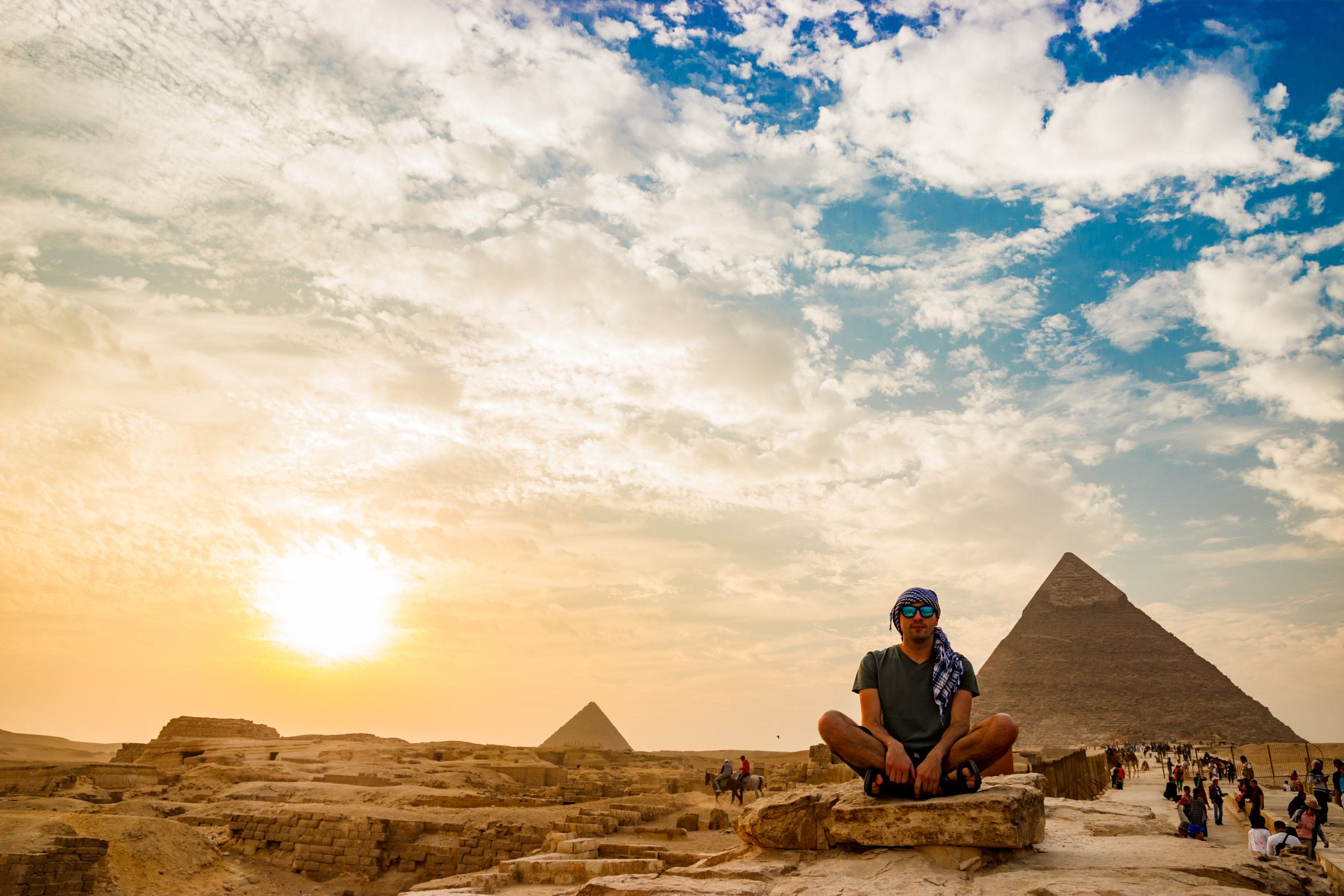 Meditation Near The Pyramids In Cairo Egypt
