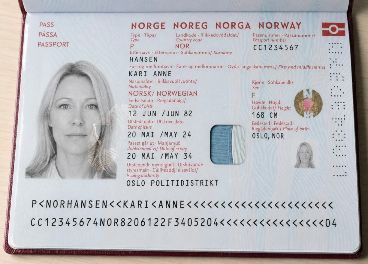 Norway Passport Bio Page 