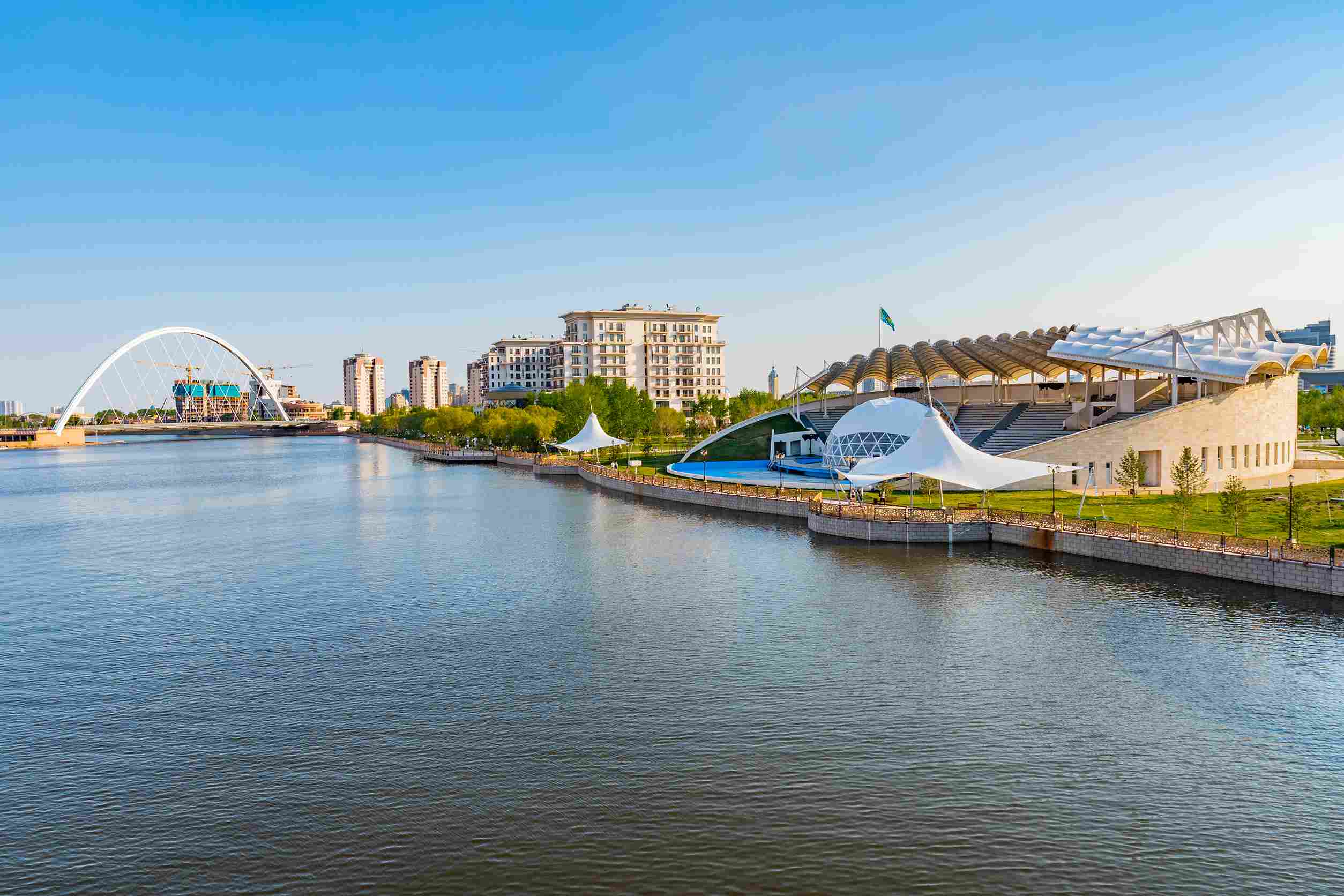 https egypt eta com images nur sultan astana ishim river promenade walking street view of amphitheater on a sunny blue sky