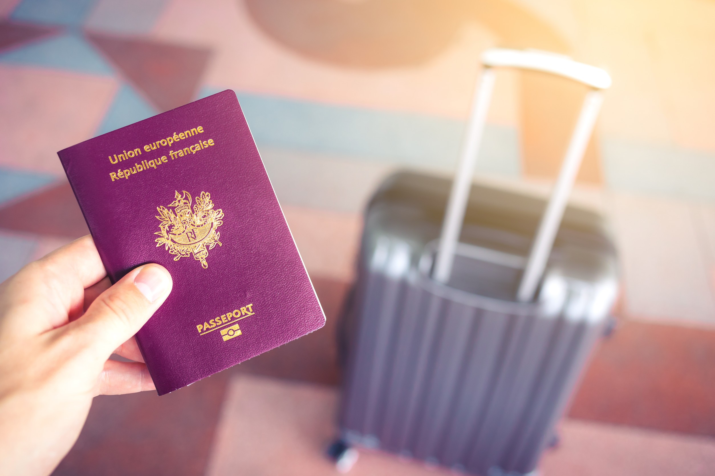 Passport And Luggage At Airport Travel Document