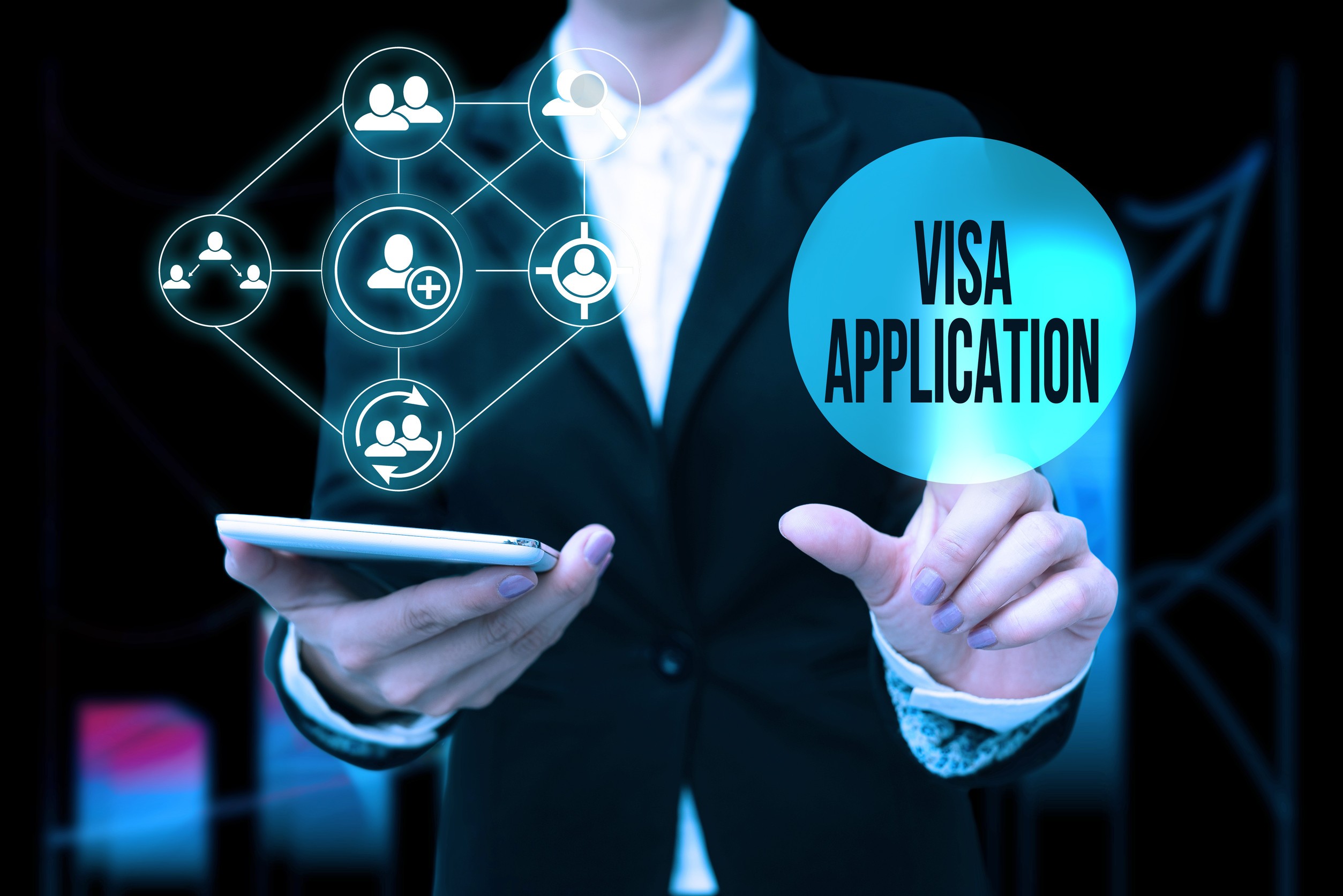 Professional tapping virtual visa application