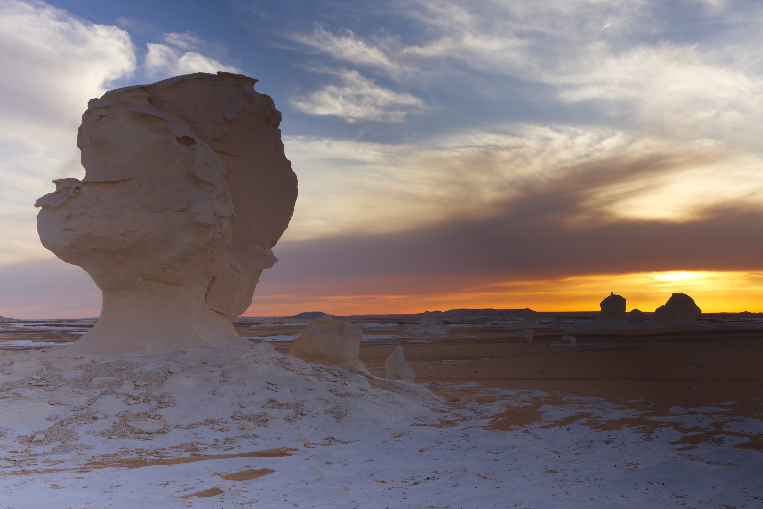 Rocks Of The White Desert At Sunset Egypt