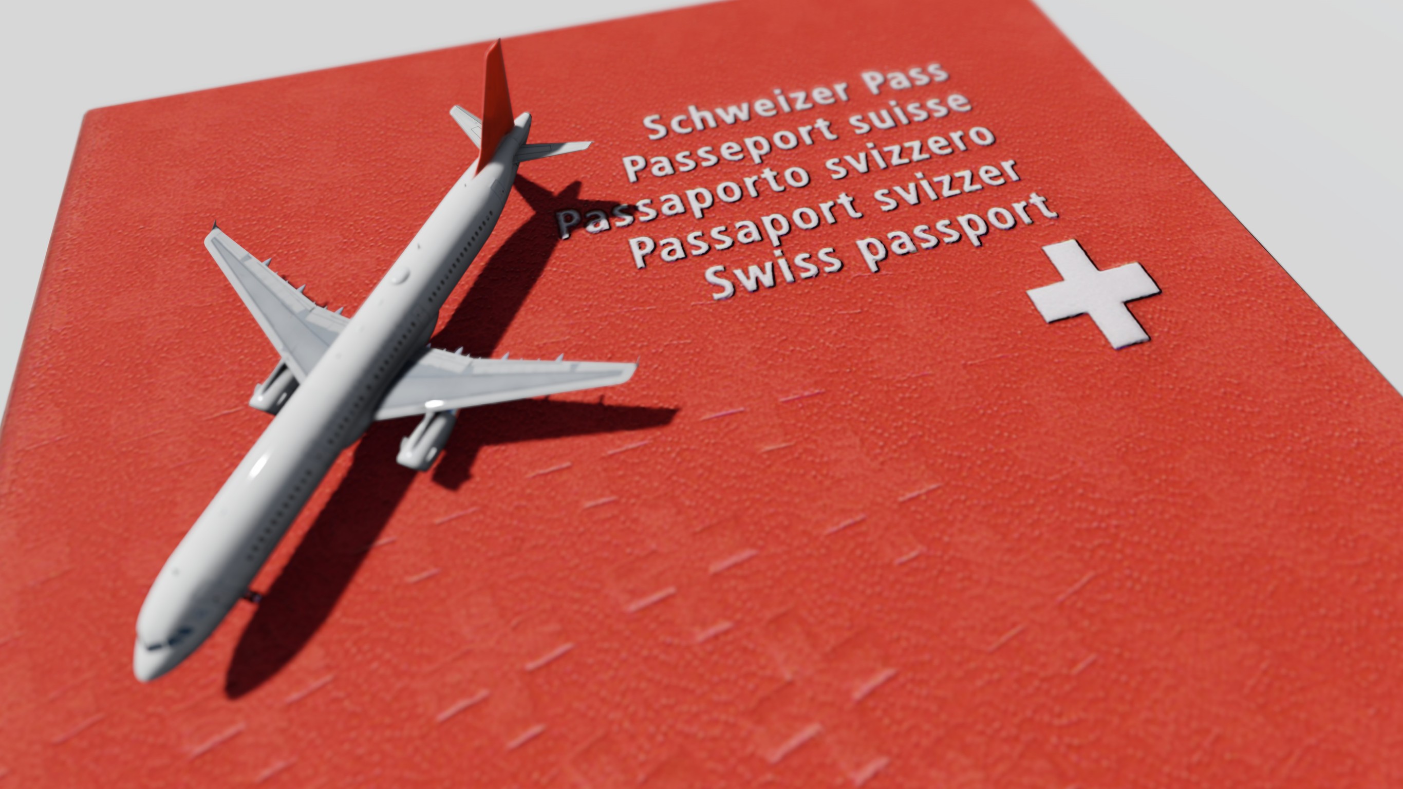  Swiss passport with airplane model