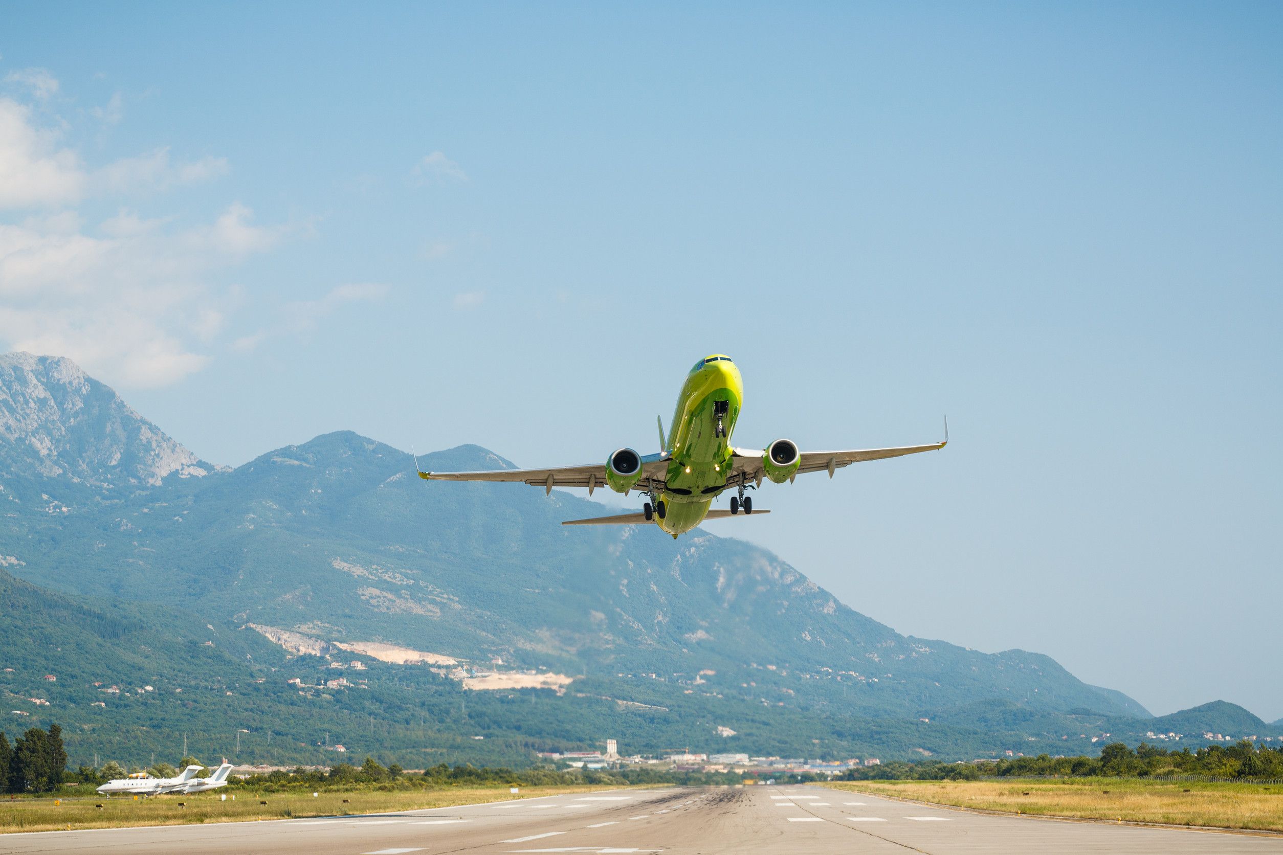 Takeoff Passenger Plane In Airport