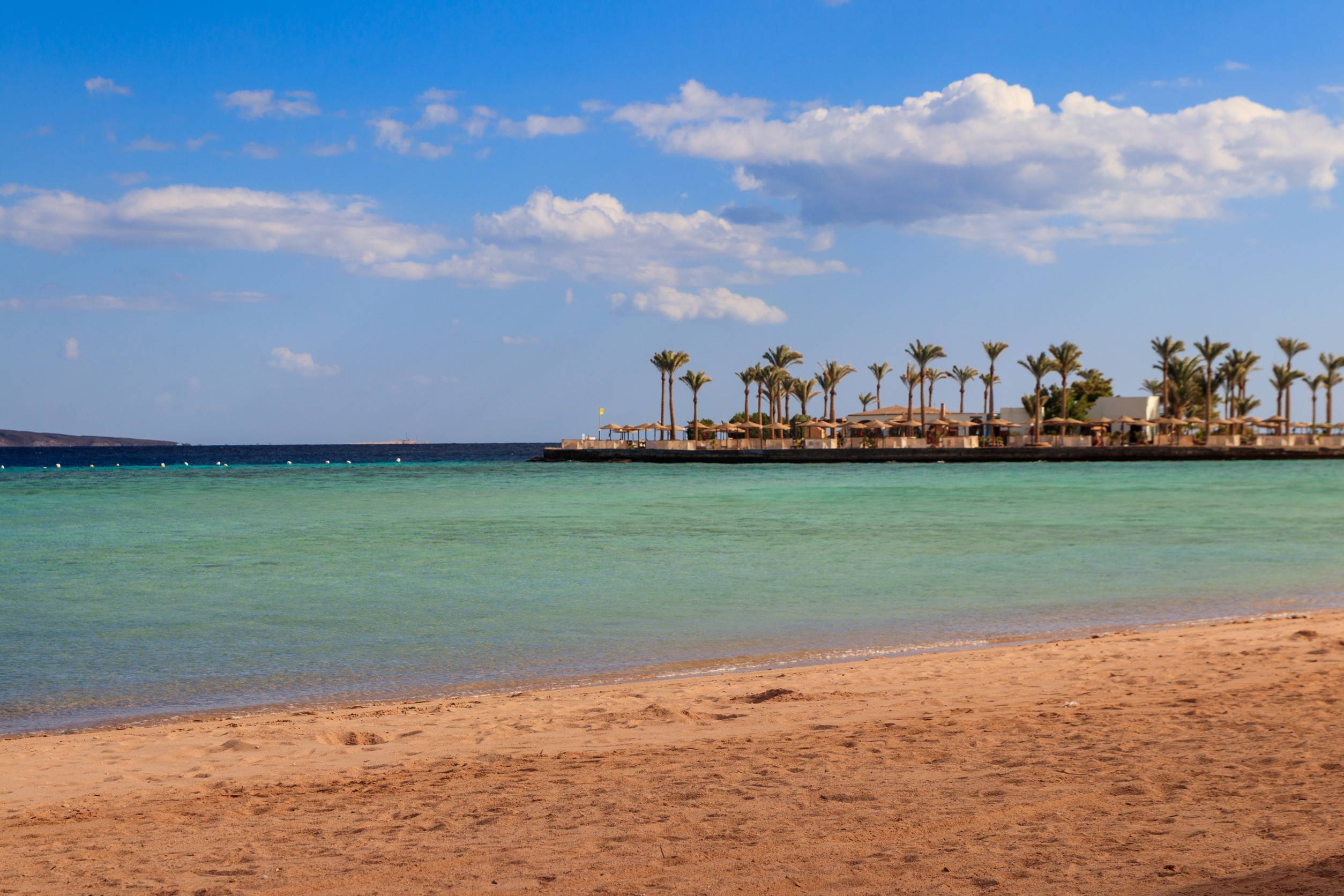 View Of Red Sea Coast On The Beach In Hurghada Egypt