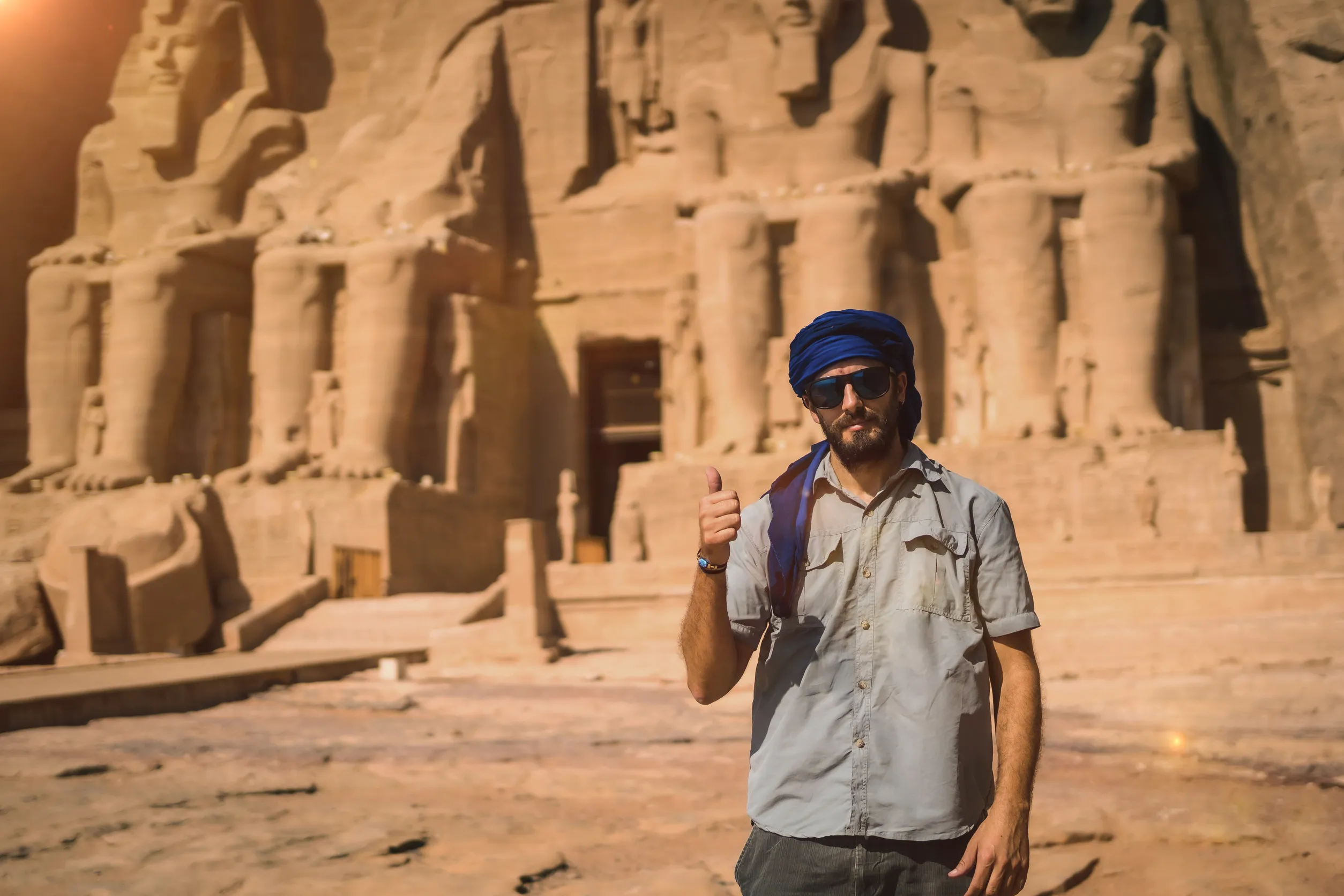 https egypt eta com images young tourist with a blue turban visiting the abu simbel temple in southern egypt in nubia
